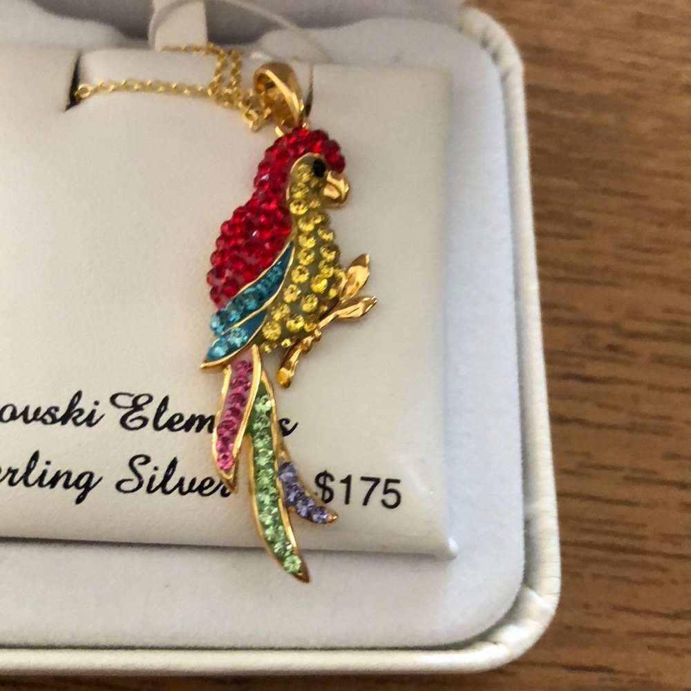 Yellow Plated Swarovski Crystal Parrot Pendant - Picture 2 of 7